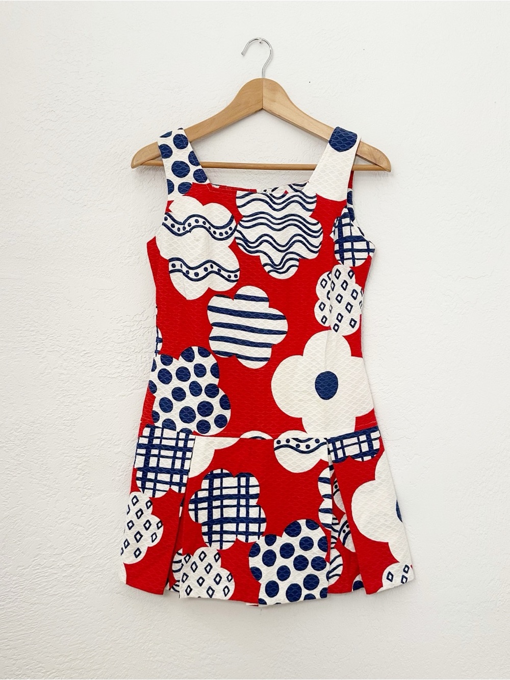 True Vintage 60s Byer California Playsuit Romper - Red, White, Blue Floral Print
